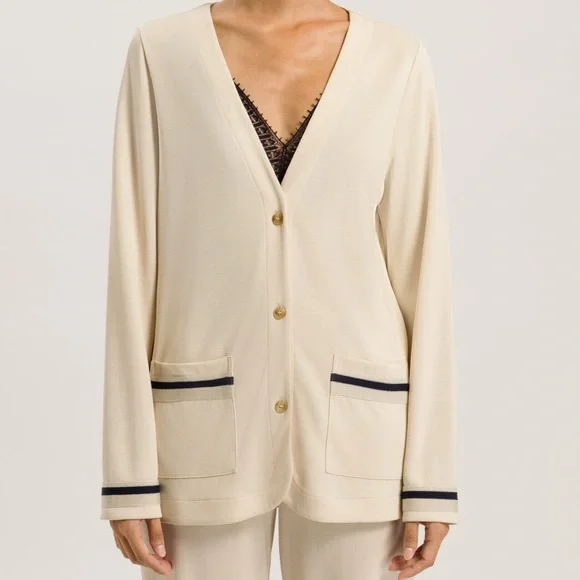HANRO Madeleine Jacket Warm Sand 78817-1200 NWT Cream Small - Picture 1 of 8